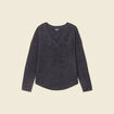 Pull manches longues col en V gris foncé femme