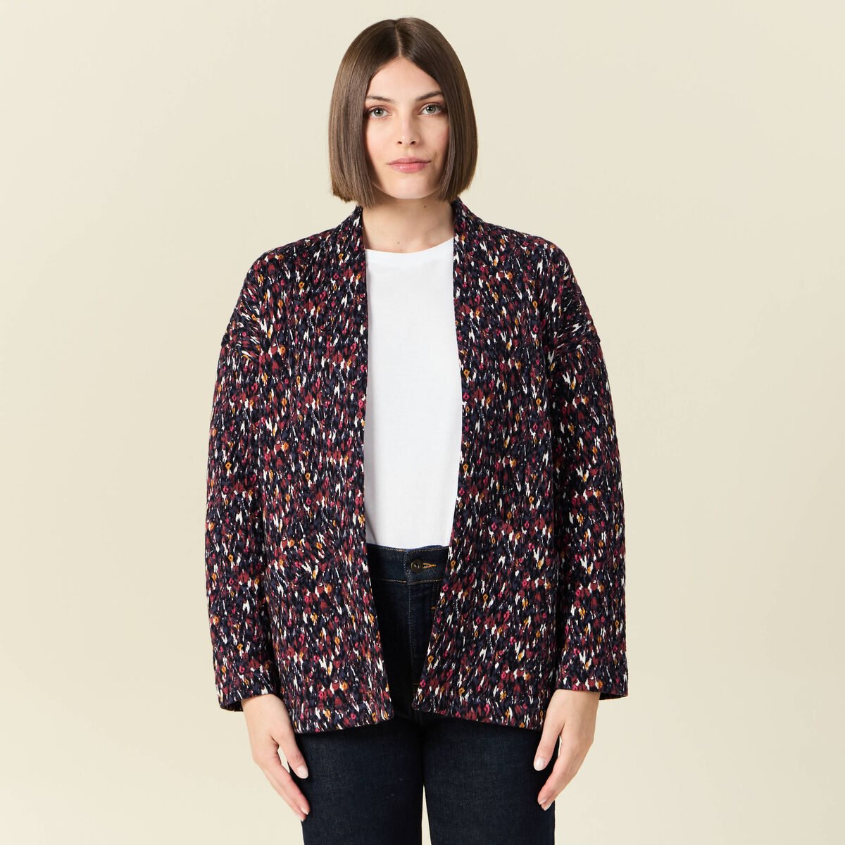 Gilet manches longues bleu marine femme