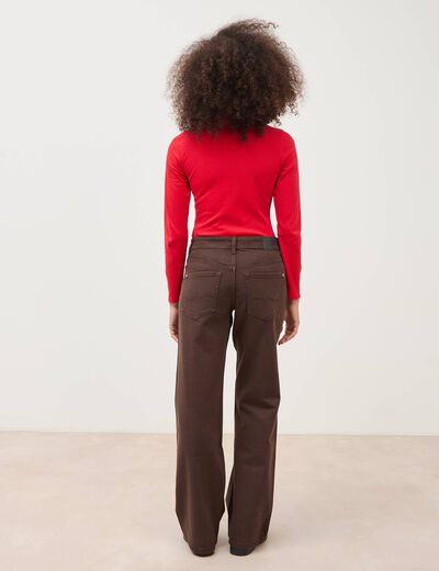 Pantalon wide leg taille standard marron femme