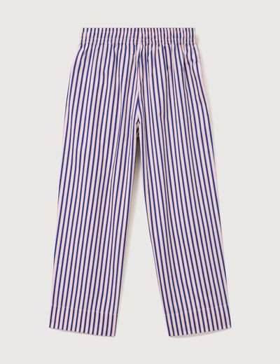 Pantalon large taille haute en coton blanc femme