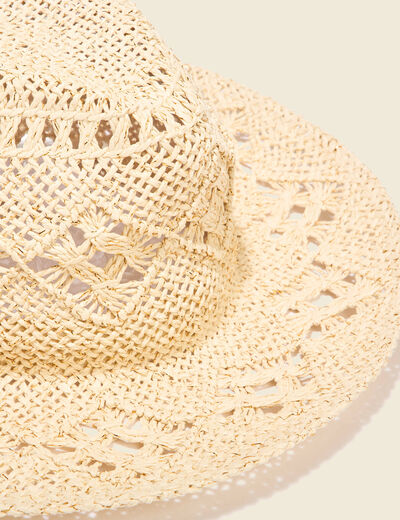 Chapeau de paille ajouré ecru femme