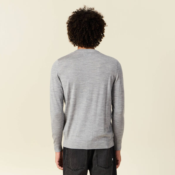Pull 100% laine mérinos gris foncé homme