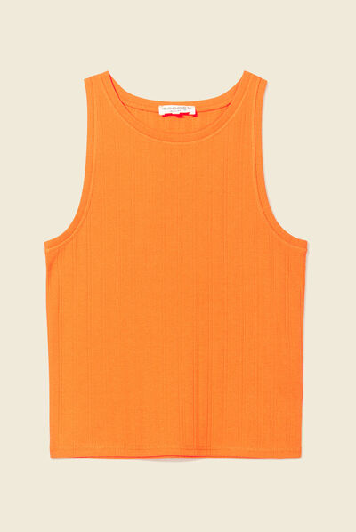 Débardeur bretelles larges orange femme