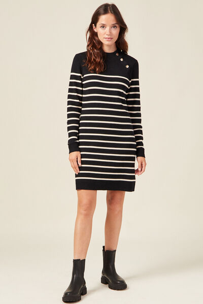 Robe pull éco-responsable noir femme