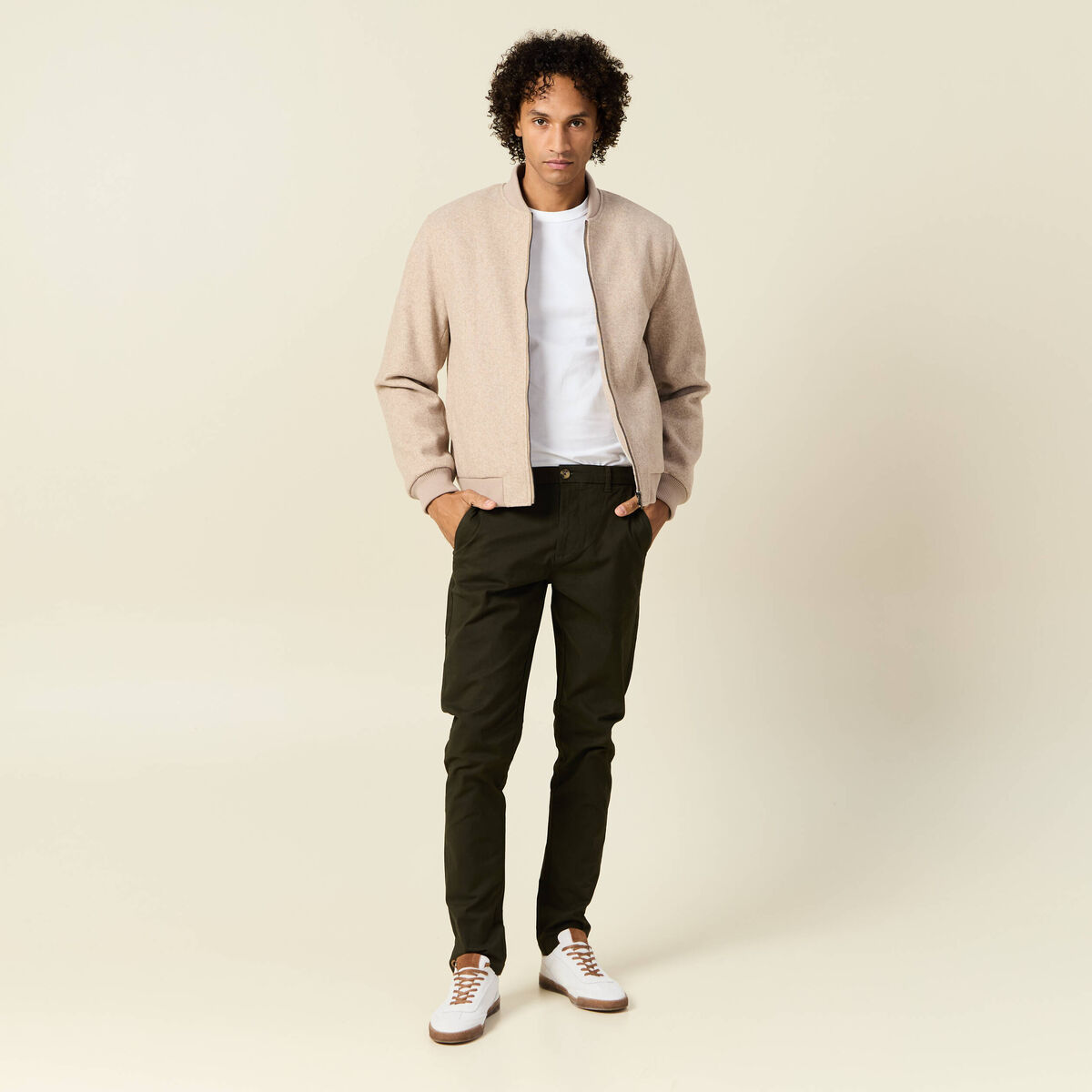 Pantalon slim Instinct chino vert kaki homme