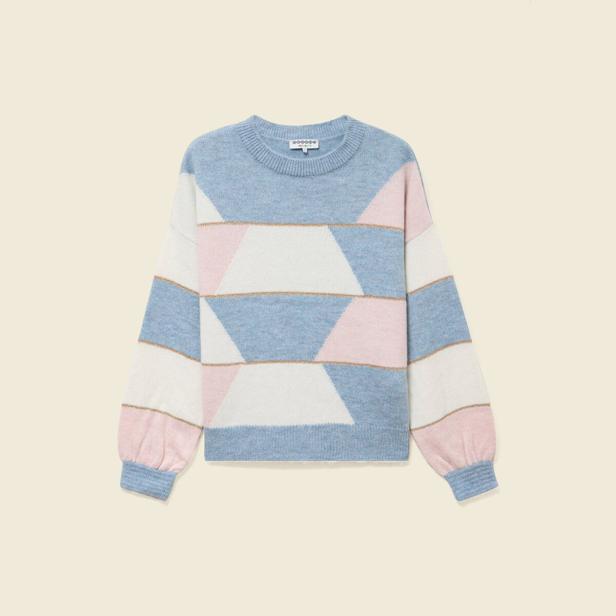 Pull col rond manches longues mauve femme