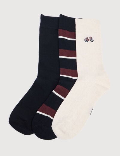 Lot de 3 paires de chaussettes hautes bleu marine homme