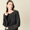 Pull manches longues ajouré noir femme