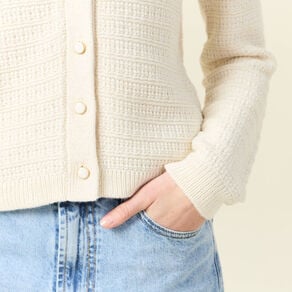 pull manches longues ajoure ecru femme Pull manches longues ajouré ecru femme