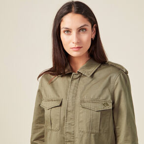 Veste droite poches àrabat vert kaki femme