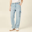 Jeans cargo 5 poches denim bleach femme