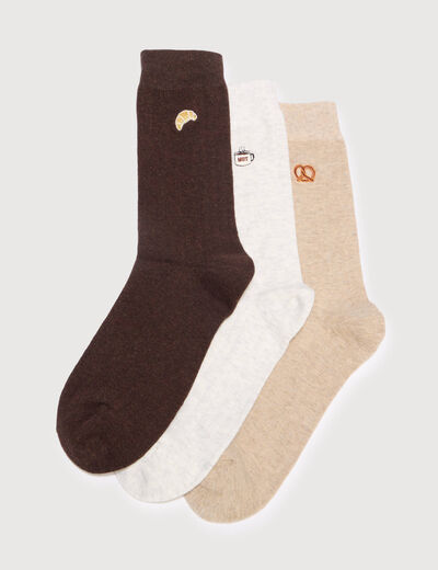 Lot de 3 paires de chaussettes hautes ecru homme