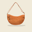 Sac demi-lune velours côtelé marron femme
