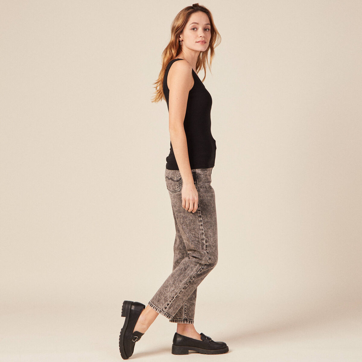 Débardeur femme uni col arrondi Instinct noir femme