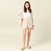 Short droit taille &eacute;lastiqu&eacute;e creme femme