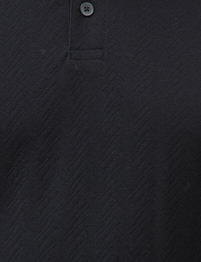 Polo droit en coton manches courtes noir homme