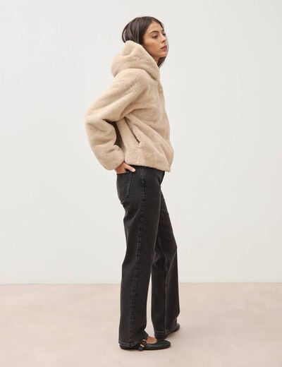 Blouson ample court col montant beige femme