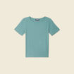T-shirt manches courtes côtelé vert foncé femme