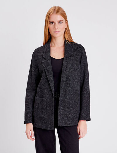 Veste droite manches longues noir femme