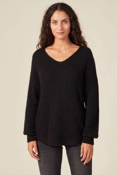 Pull éco-responsable noir femme