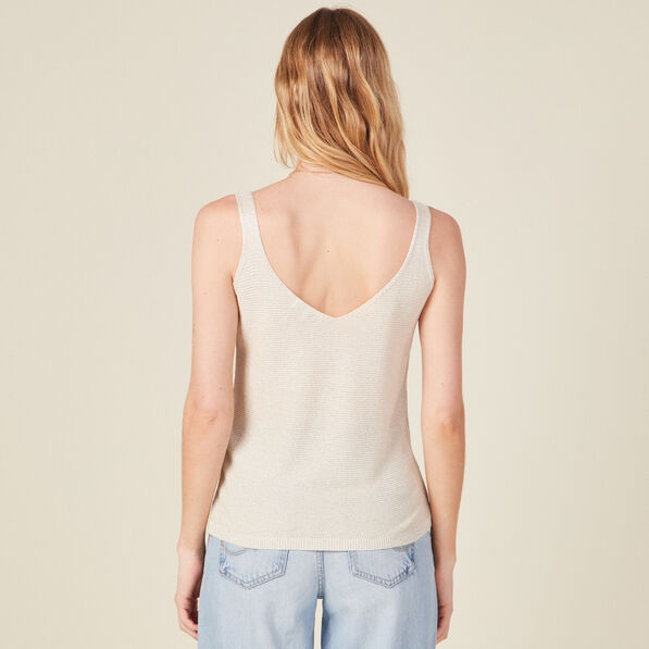 Pull débardeur bretelles ecru femme