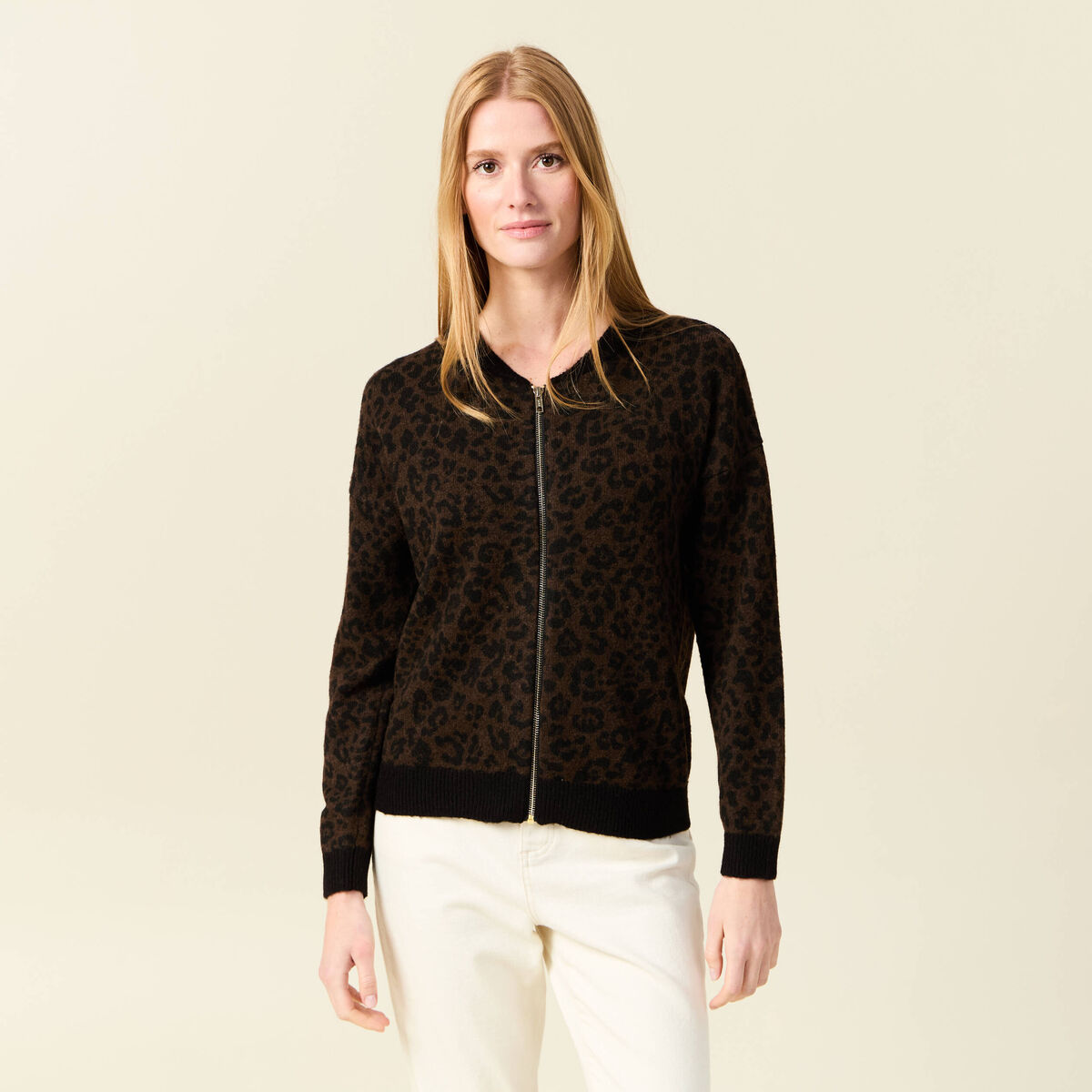 Veste manches longues terracotta femme