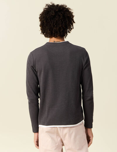 T-shirt manches longues gris foncé homme