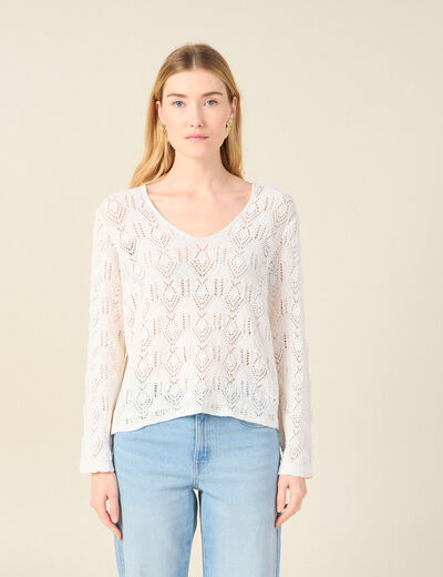 Pull éco-responsable ecru femme