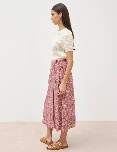 Jupe fluide rose framboise femme