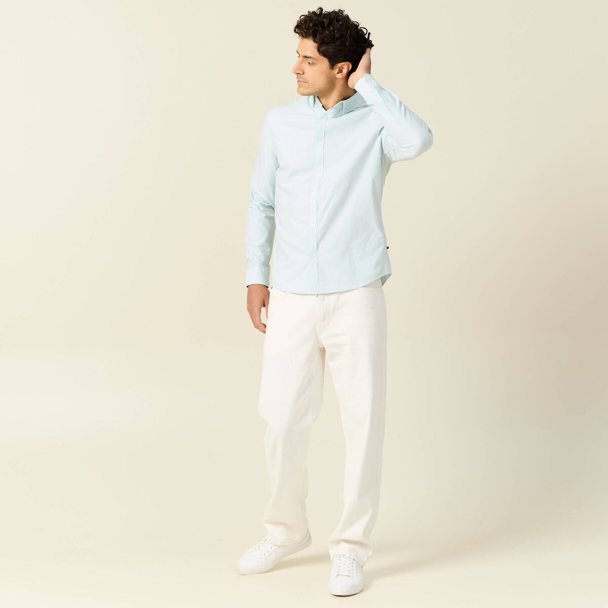Chemise manches longues bleu gris homme