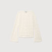 Blouse manches longues dentelle col rond ecru femme