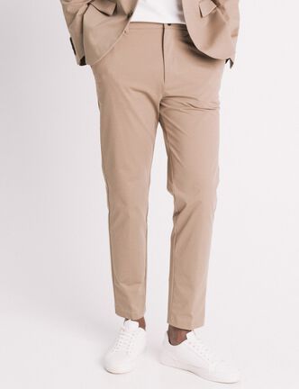 Pantalon chino stretch taupe homme