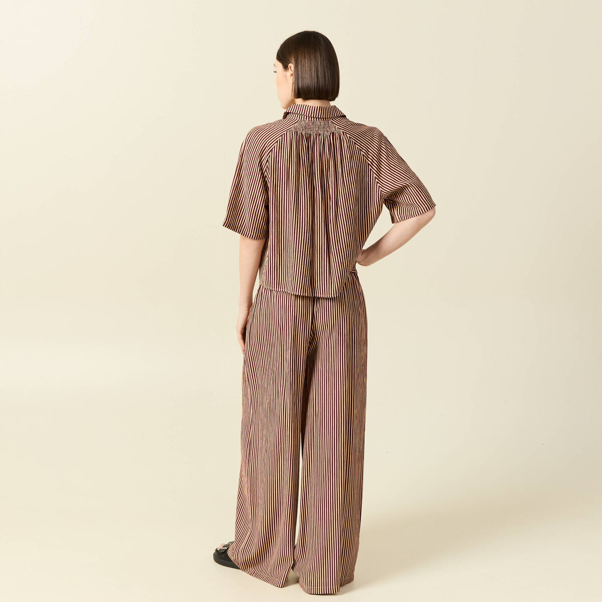 Blouse manches courtes fluide violet femme