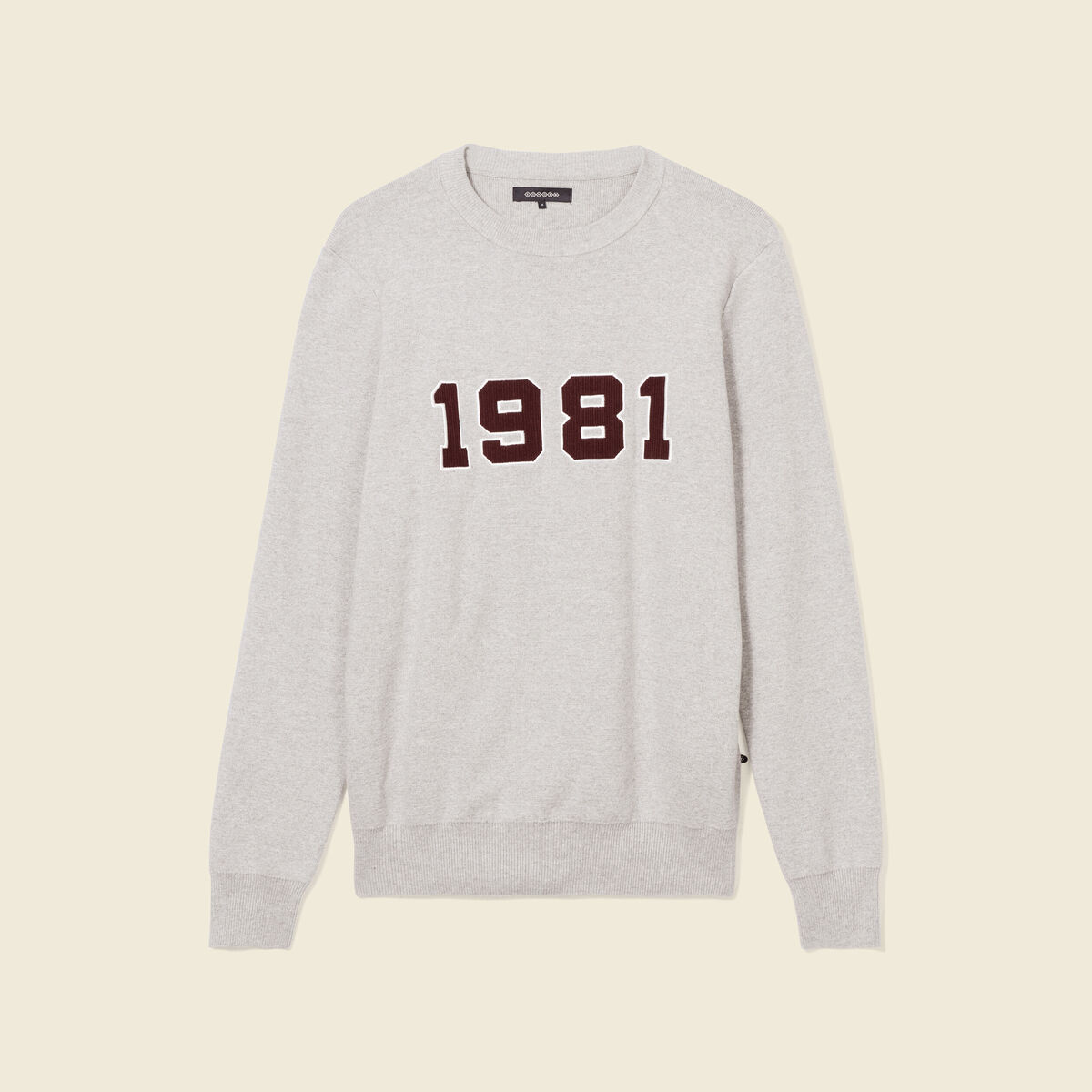 Pull manches longues col rond gris fonc&eacute; homme