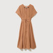 Robe fluide col v manches courtes marron clair femme