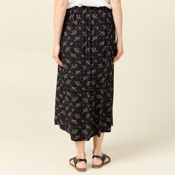 Jupe longue évasée noir femme