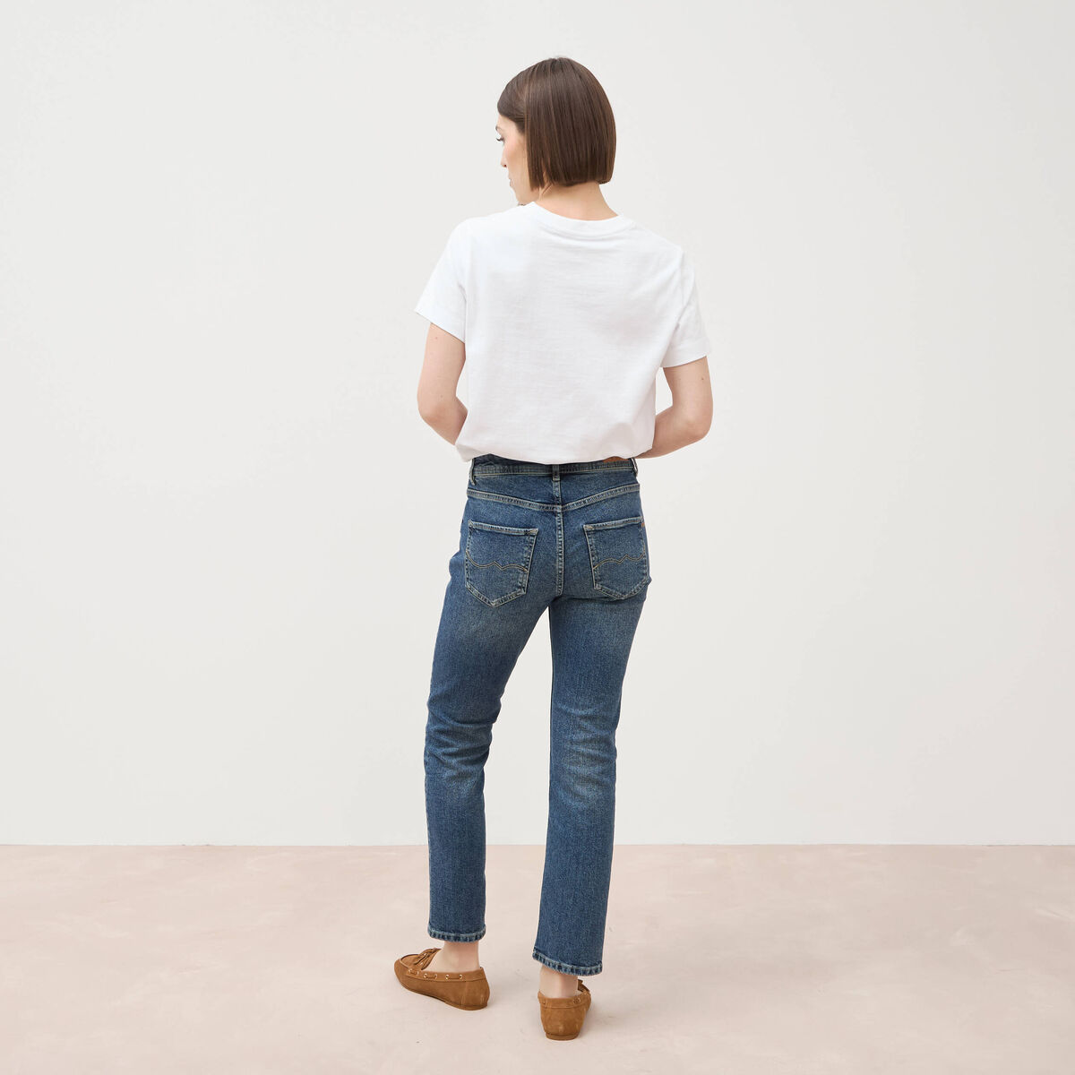 Jeans slim taille standard 7/8&egrave;me bleu femme