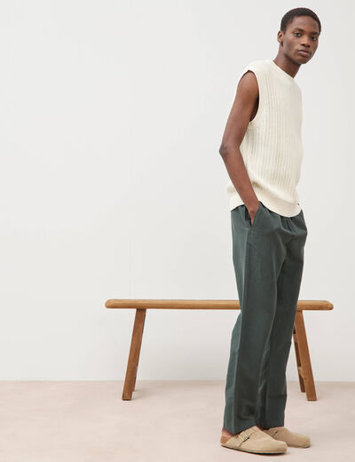 Pantalon coupe straight vert kaki homme