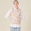 Pull sans manches ajouré creme femme