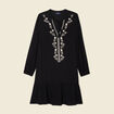 Robe évasée broderie noir femme
