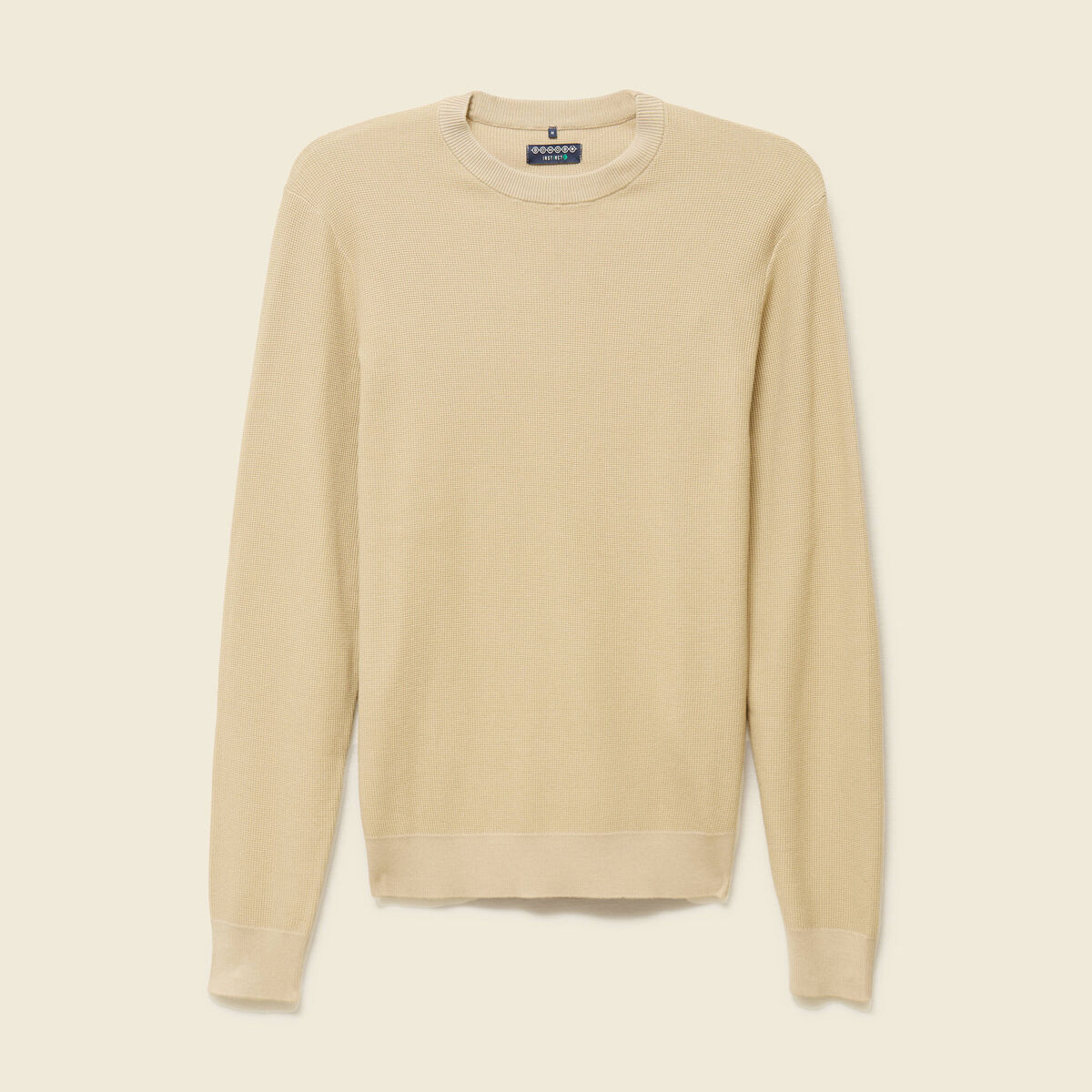 Pull fin col rond manches longues beige homme