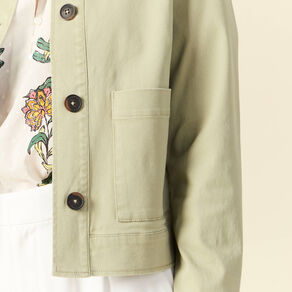 blouson boutonne vert kaki femme Blouson boutonné vert kaki femme