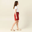Short large taille haute rouge foncé femme