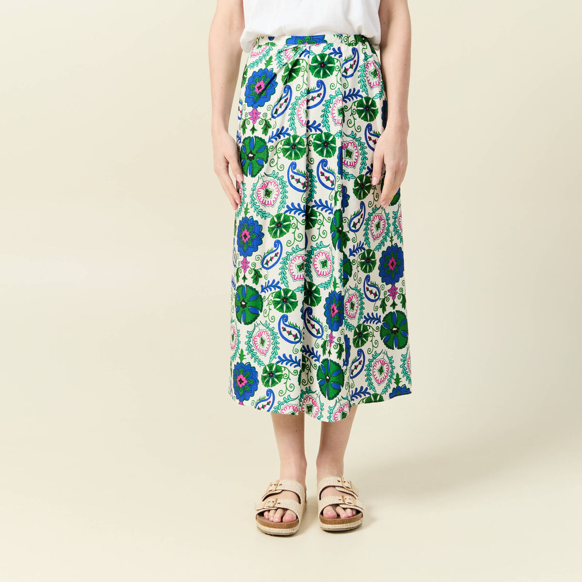 Jupe longue fluide blanc femme
