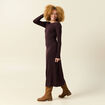 Robe manches longues en maille marron fonc&eacute; femme