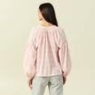 Blouse en coton &agrave; carreaux blanc femme