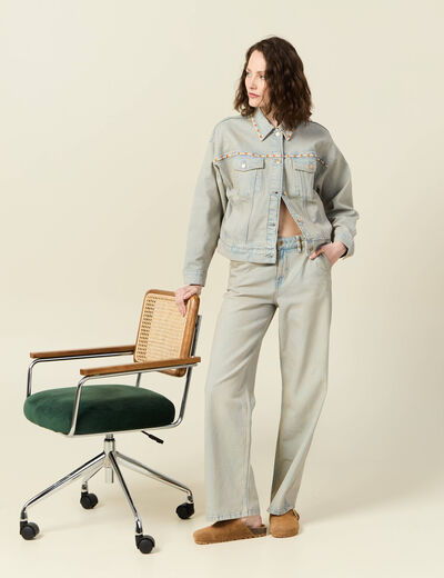 Jeans baggy bleu ciel femme