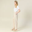 Pantalon large taille haute sable femme