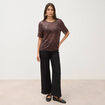 Jeans large taille haute denim noir femme