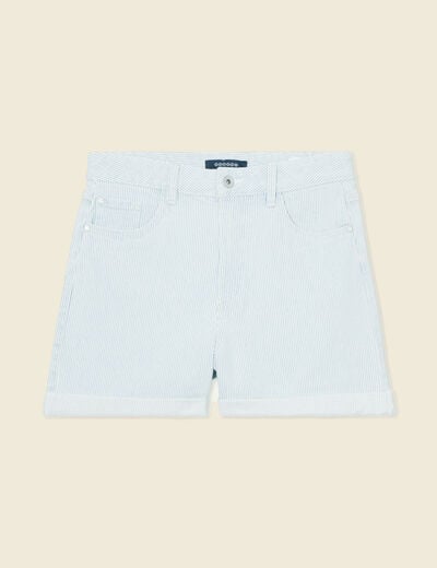 Short mom en jean denim bleach femme
